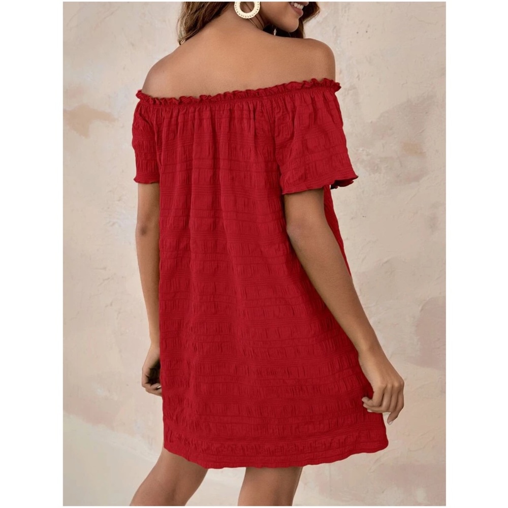 Off Shoulder Ruffle Mini Dress - Picture 4 of 8